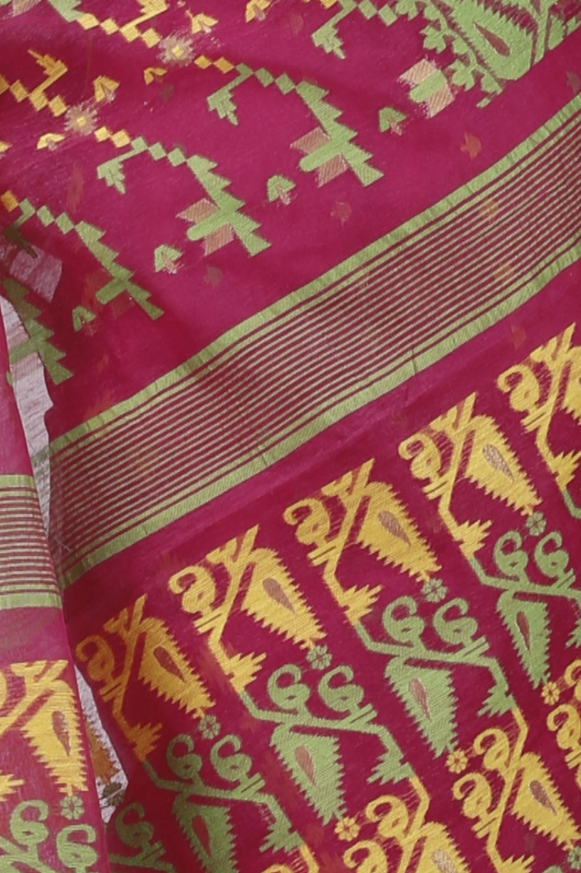 Marun Blended Cotton Jaya Jamdani Saree (1101)